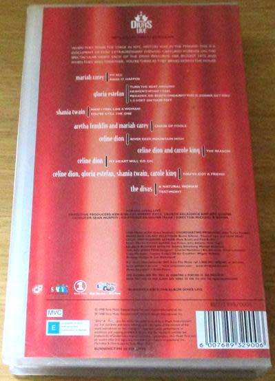 VH1 DIVAS LIVE VHS Video Celine Dion Gloria Estefan Aretha Franklin Shania Twain Mariah Carey