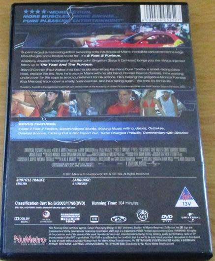 CLEARANCE SALE: 2 FAST 2 FURIOUS Vin Diesel [DVD BBOX 4]