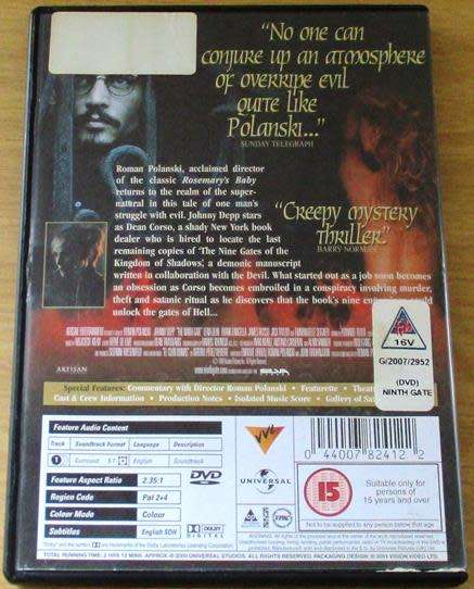 CLEARANCE SALE: THE NINTH GATE DVD Johnny Depp [DVD BBOX 4]
