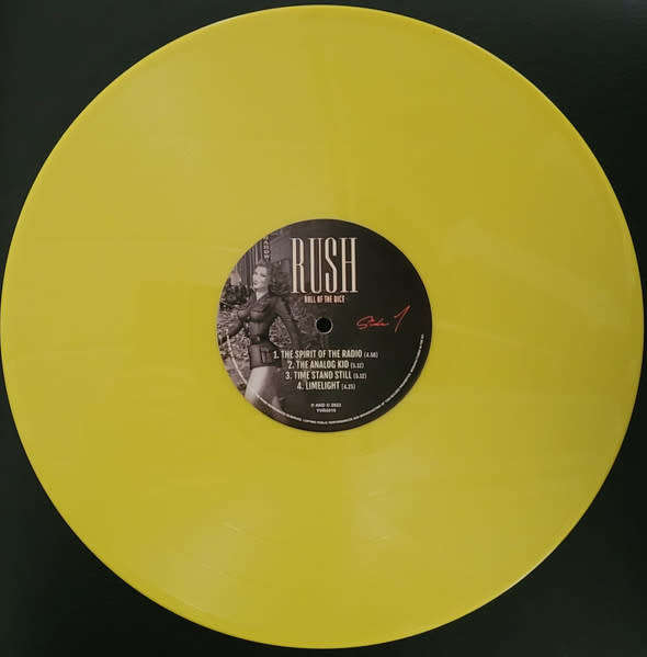 RUSH Roll Of The Dice YELLOW LP VINYL Record