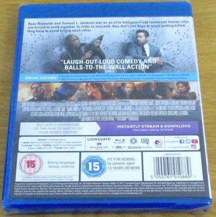 THE HITMAN'S BODYGUARD BLU RAY + DIGITAL DOWNLOAD Ryan Reynolds Samuel L Jackson