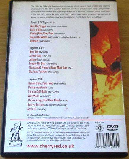 THE BIRTHDAY PARTY Pleasure Heads Must Burn DVD