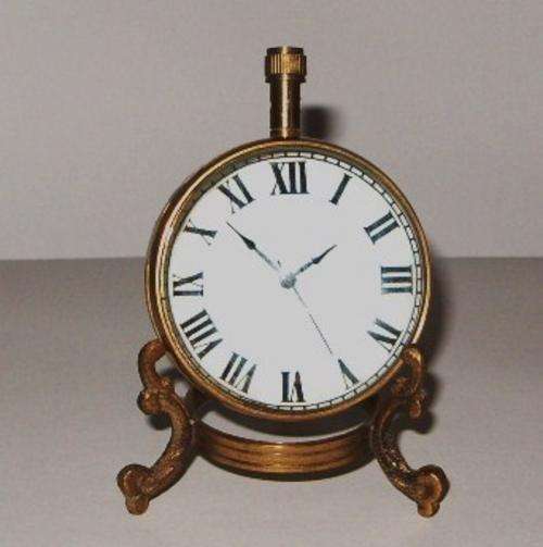 Brass & Thick Glass Compass & Clock Desk ornament - Beautiful & Heavy