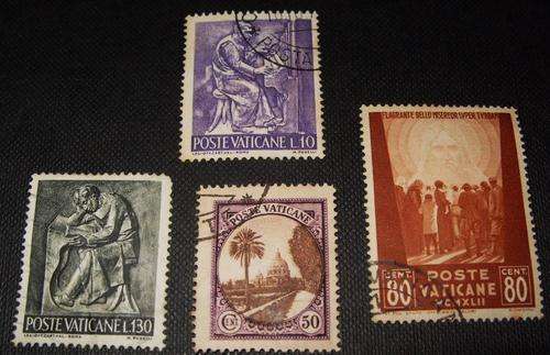 CRAZY R1 stamps!! Lot of 4 VERY EARLY VATICAN CITY