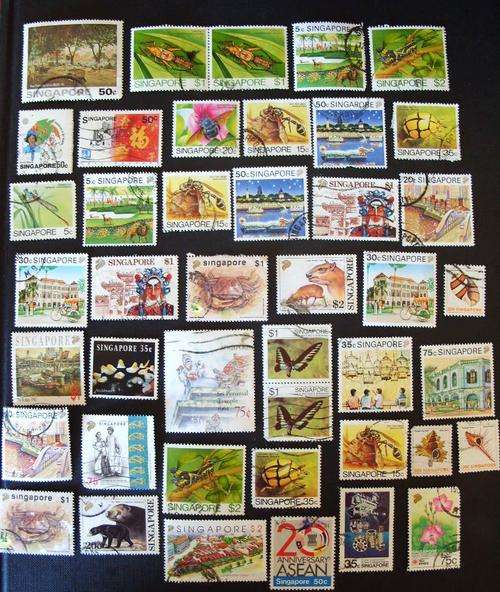 CRAZY 50c stamps!! Lot of 43 SINGAPORE STAMPS