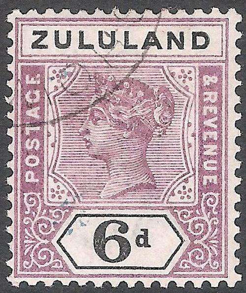 ZULULAND 1894 6d DULL MAUVE & BLACK SG24  VFU