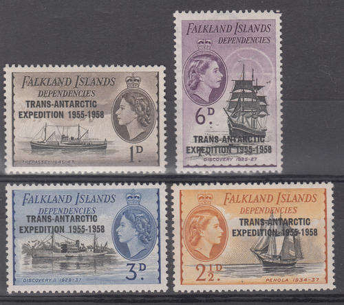 FALKLAND Isl. Depn. ANTARCTICA. 1956 QE2 Set of 4 SG1-12a FU