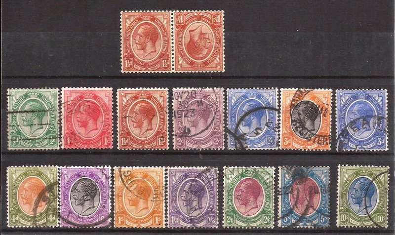 NICE USED SA UNION KINGSHEAD SET TO 10 SHILLING + 1 1/2D TETEBECHE PAIR MINT