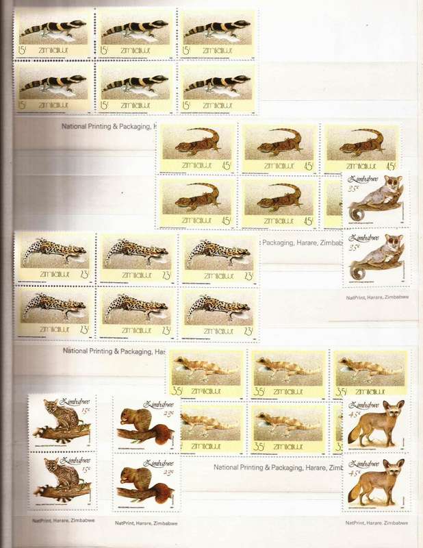 ZIMBABWE LITTLE MAMMALS AND LIZARDS SETS IN IMPRINT BLOCKS OF 6 AND 2