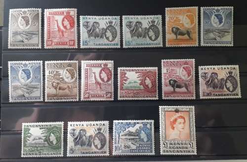 KENYA,UGANDA, TANGANYIKA 1954-59 DEFINITIVE SET UMM SG167-180 HIGH CAT VALUE