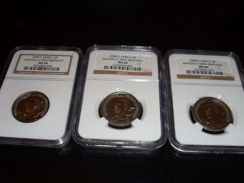 3 X NGC GRADED MS66 MANDELA BIRTHDAY COINS R1 FOR ALL 3