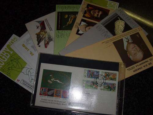 RUGBY THEMED 10 FDC COLLECTION, INCLUDING 1 ORIGINALY SIGNED BY DR DANIE CRAVEN
