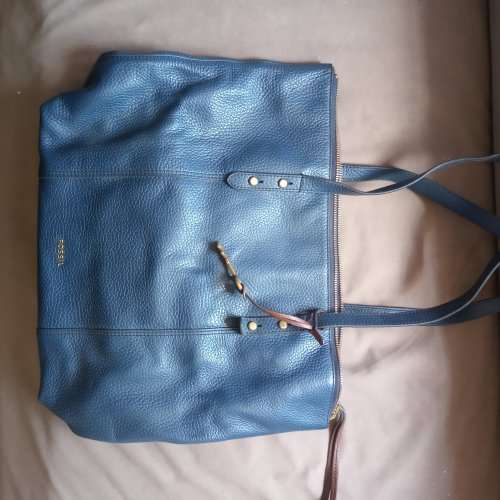 Fossil Navy Genuine Leather Tote Bag