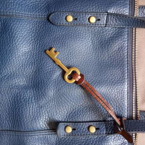 Fossil Navy Genuine Leather Tote Bag