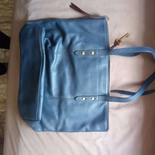 Fossil Navy Genuine Leather Tote Bag
