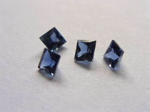 4 x 2.70 mm - 2.74 mm Princess Cut Natural Blue Sapphires - 0.55 cts Combined Weight