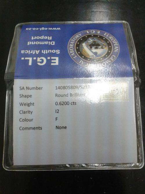 0.6200 ct 100% Natural Full Round Brilliant Cut Diamond !!! No Reserve !!!