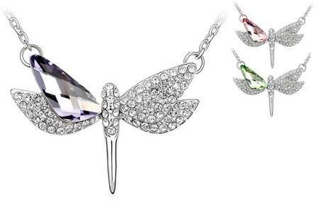 New Style Swarovski Crystal Elements DRAGONFLY NECKLACE