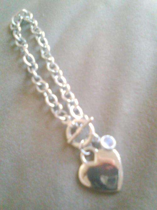 New Chunky silver Bracelet with Heart Pendant