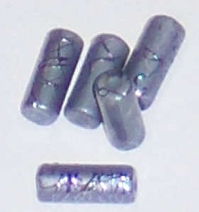 Splashed Grey 7mm x 15mm Tube glass beads (5pcs)