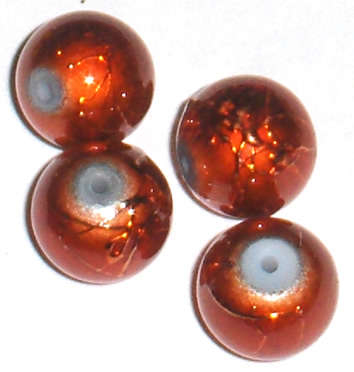 Splashed Red 8mm round glass beads (10pcs)