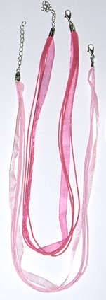Pink cord and ribbon choker 42cm sold per unit