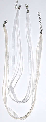 White/Beige cord and ribbon choker 42cm sold per unit