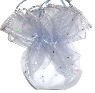 Festive season special!! Grey with dots Organza draw string bags (10pcs)