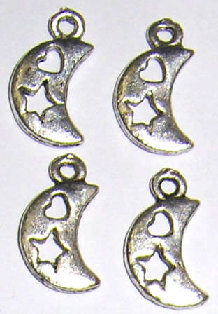 Silver Moon charm 17mm x 10mm (30pcs)