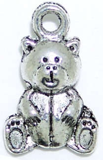 Silver charms teddy bear 10mm x 15mm (2pcs)