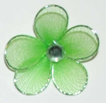 Bright green Flower with rhinestone - sold per unit
