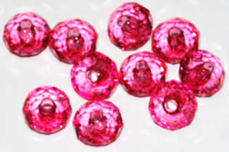 Cerise Pink Acrylic Rondelle 8mm x 6mm beads (20pcs)