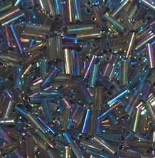 Black Oilslick long bugle beads (20g)