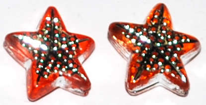 Orange Acrylic Sparkle starfish beads (10pcs)
