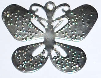 Metal Silver Butterfly stamping 27mm x 21mm (5pcs)