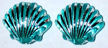 Turquoise Acrylic Sparkle Clam shell beads (10pcs)
