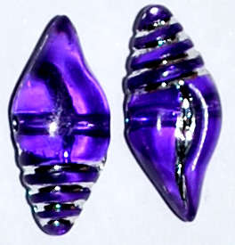 Dark Purple Acrylic Sparkle sea shell beads (10pcs)