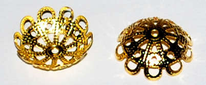 Gold filigree bead caps 14mm x 4mm (20pcs)