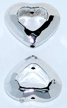 Silver Metallic Acrylic heart donut 25mm spacer beads (2pcs)