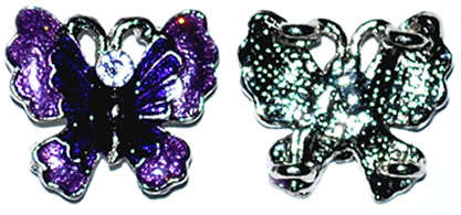 Silver Butterfly with Purple enamel Slider 20mm x 22mm (1pc)