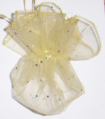 Festive season special!! Light yellow with dots Organza draw string bags (10pcs)