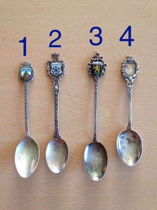 Hallmarked German souvenir collectible spoons. Three hallmarked at the back.