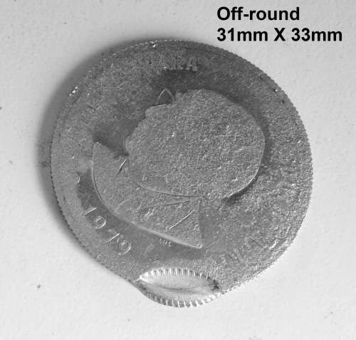 Multiple errors 1979 SA Rand. Off round, over-frosted, overlap milling from adjacent minted coin