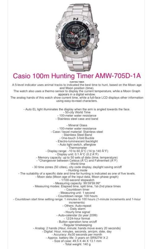 Beautiful Casio Hunting Timer watch. Many functions, including world time, thermometer.Reduced price