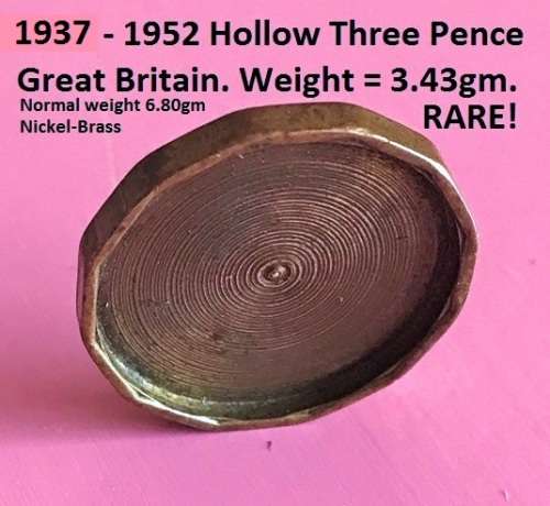 Strange hollow 1937 - 1952 Three Pence / 3 Pence of Great Britiain. See with photos. Error?