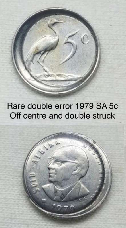 Rare double error 1979 SouthAfrica 5 cents