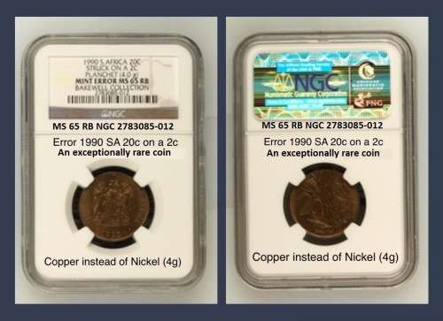 Rare Error 1990 SA 20c. Minted in copper instead of in nickel. MS65RB NGC 2783085-012
