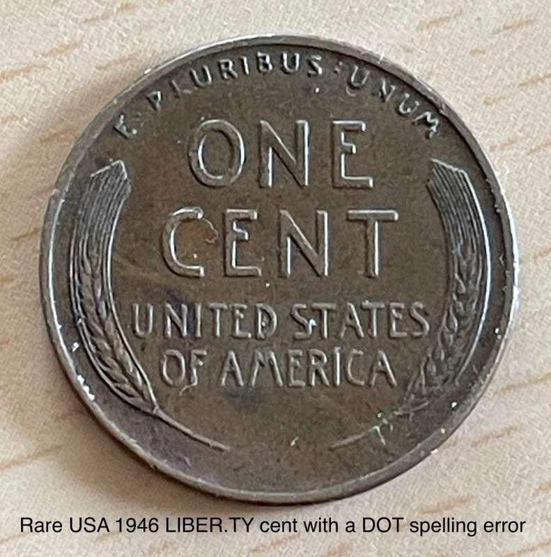 Very rare 1946 USA `dot` error cent. Minted LIBER.TY instead of LIBERTY.