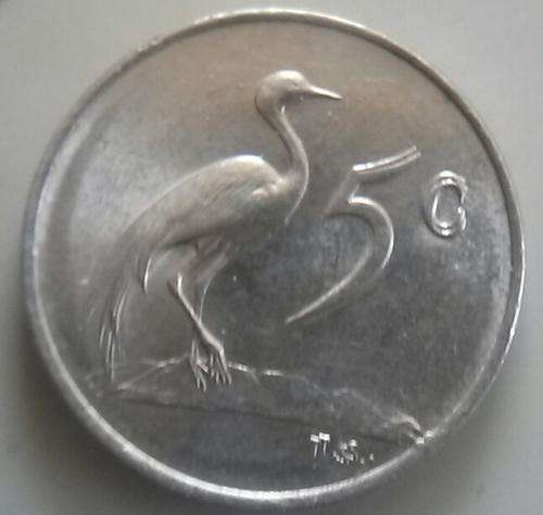 Rare error. 1965 SA 5c. Doubled stamped "5" and "C", and "TTSS" instead of TS below the crane