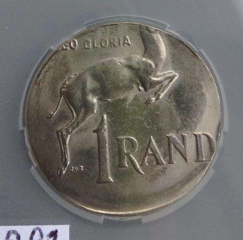 Rare error 1990 R1. Minted on wrong planchet- 20c?. Springbok head and legend missing, etc. MS 62